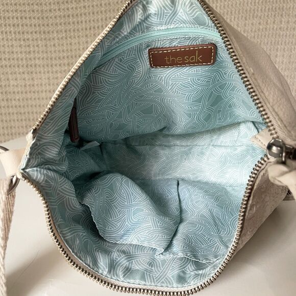 The Sak Crossbody bag Cream Soft Pebble Tooled Leather Purse Bohemian Neutral - Picture 14 of 15